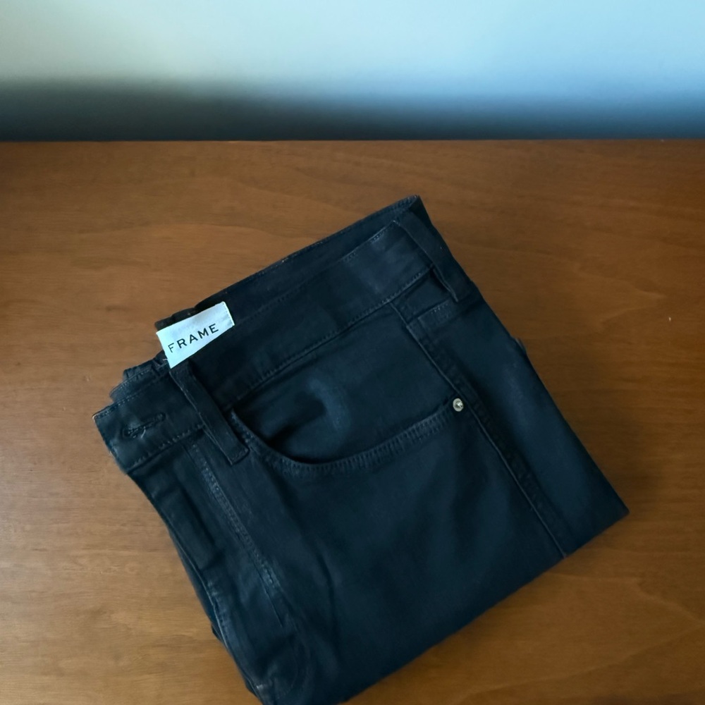 Frame Denim Wax Style Black Jeans